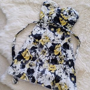 Strapless floral rose skater dress